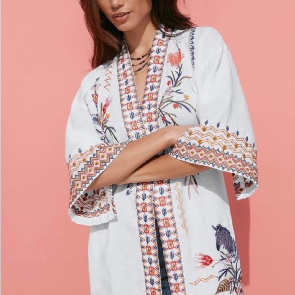 Johnny Was Watipaso Embroidered Cardigan Small